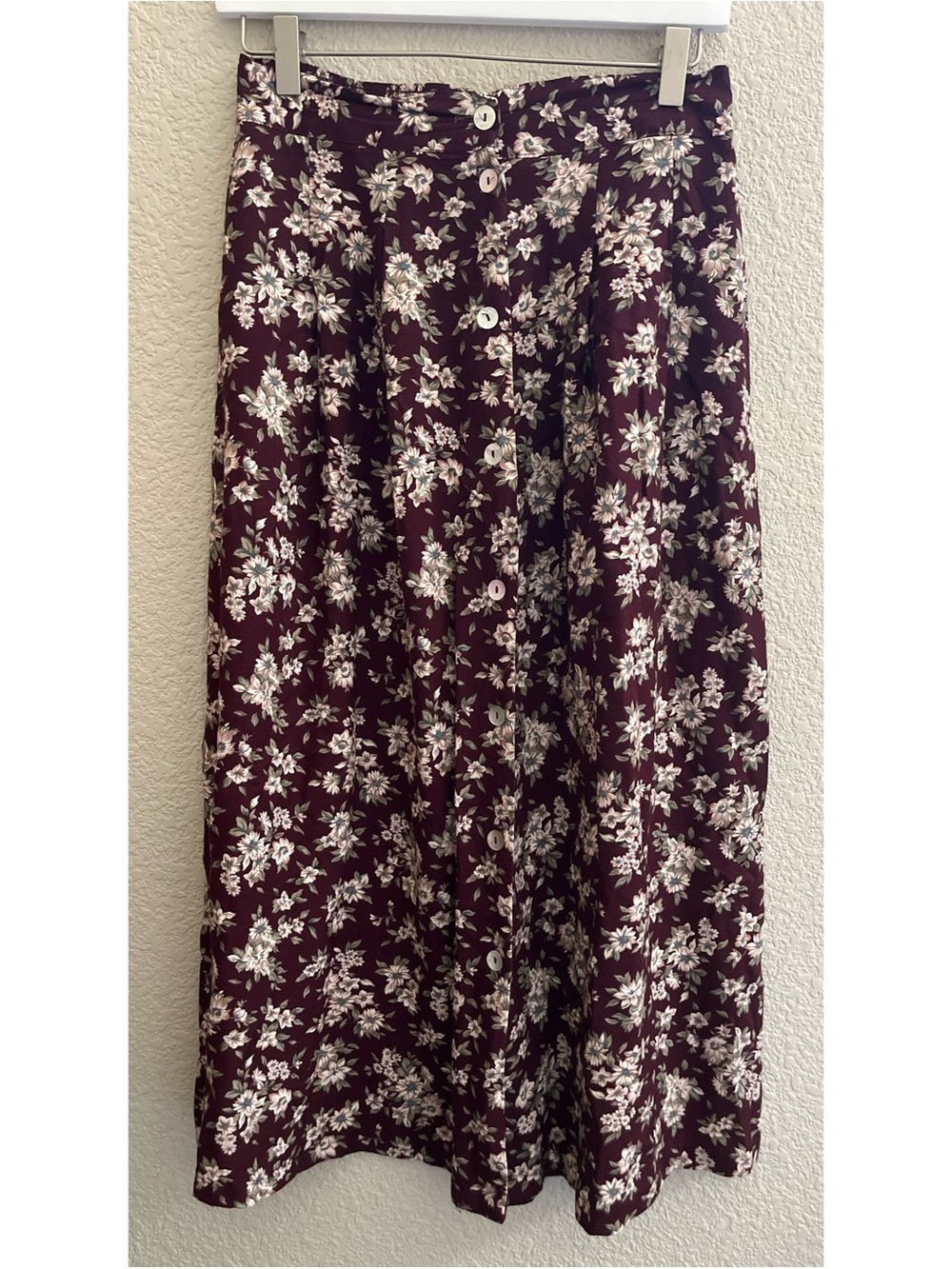 Vintage Tres Paquette Floral Midi Button Down Skirt Women’s Size Medium